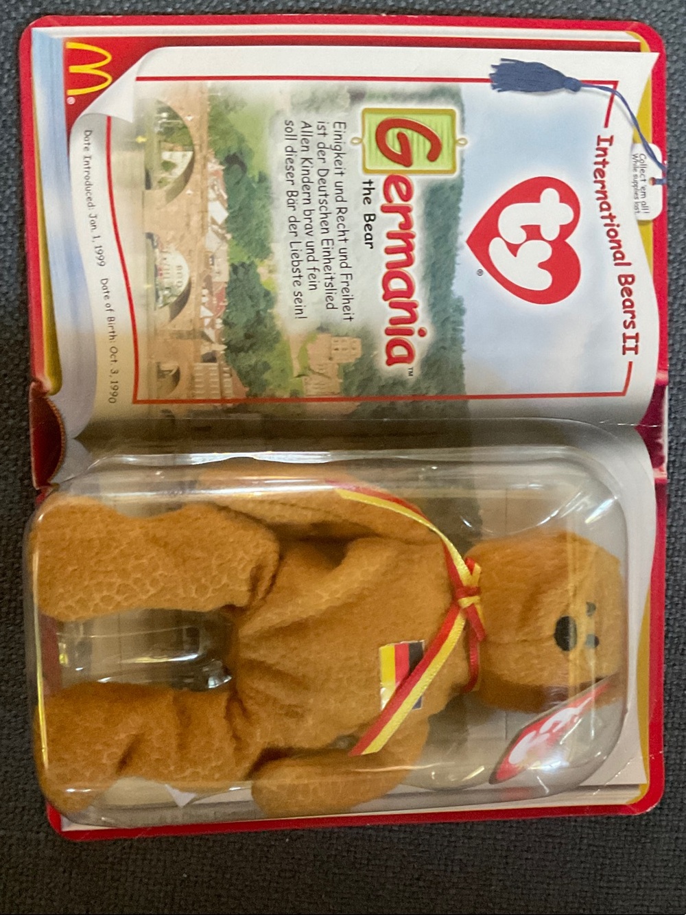 Ty Germania Bear with Red & Yellow Ribbon